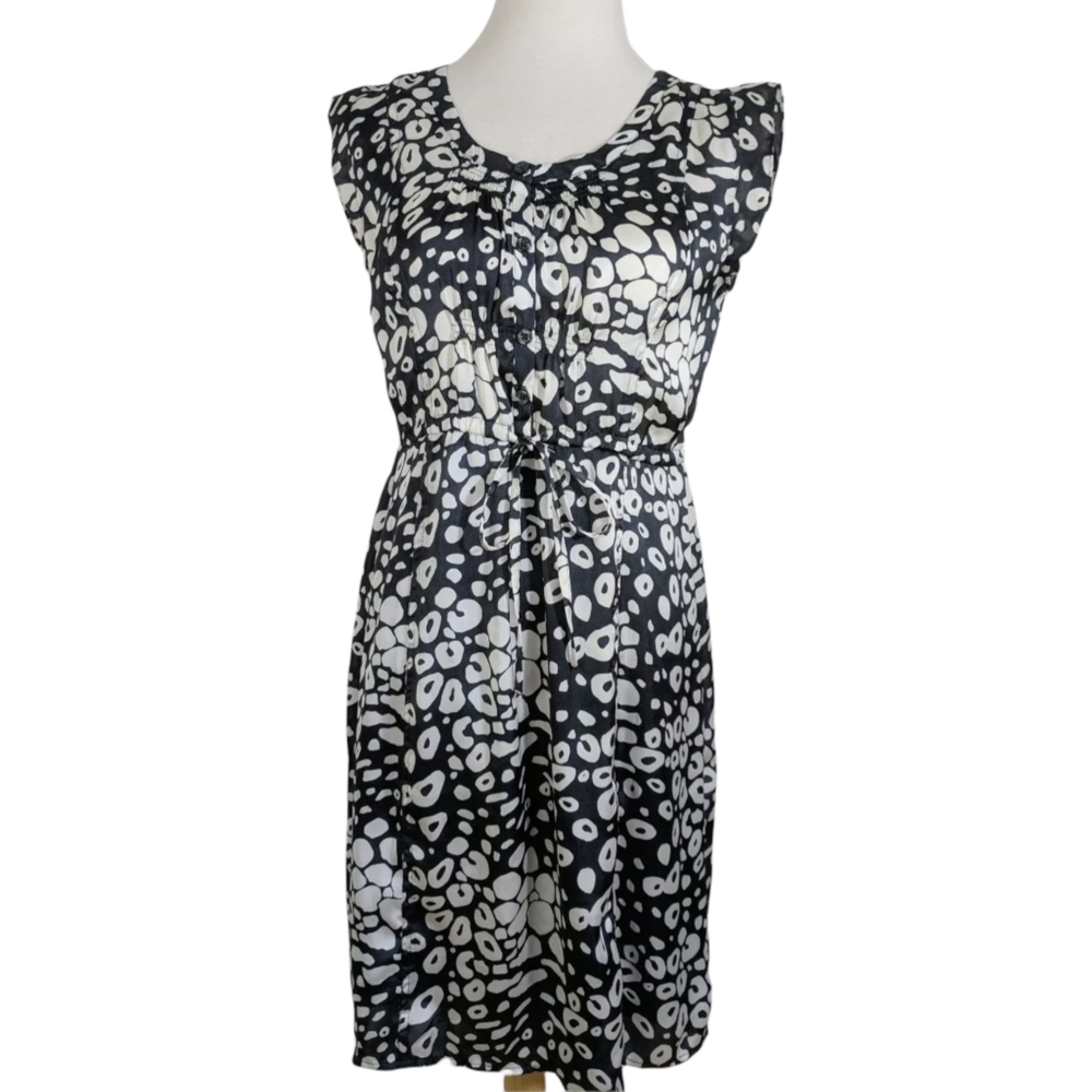 Old Navy Animal Print High Waist Tie Front Button Dress XS